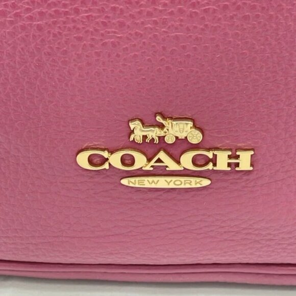 NEW COACH Womens Ellie File Crossbody Bag Pebble Leather CU960 Gold/Pink - Picture 2 of 12